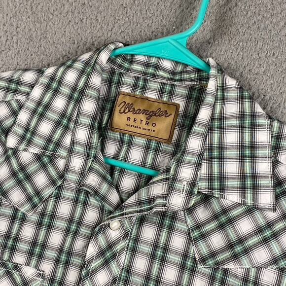 Wrangler Retro Pearl Snap Shirt Men's Small Green Plaid Western Rodeo Cowboy - Picture 4 of 10
